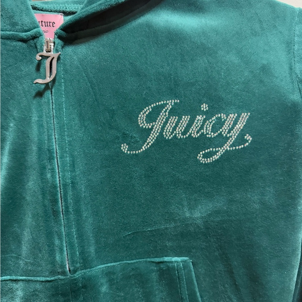 Juicy Couture Women's Evergreen Green Velour Hoodie & Pants Set size L - Picture 5 of 10